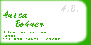 anita bohner business card
